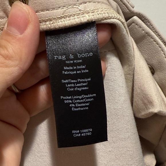 NWT Womens rag & bone Harlow Leather Mid-Rise Straight Pants 31 Stone Nude Fall - Picture 8 of 12